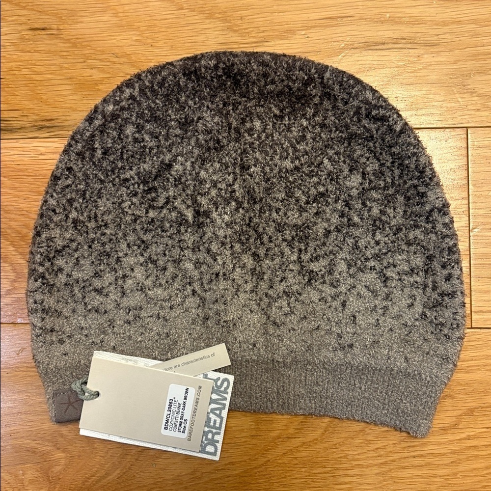 NWT Barefoot Dreams Cozy Chic Lite Confetti Beanie - Storm Grey/Dark Brown - Picture 2 of 4